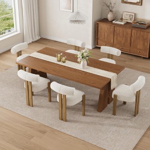 Upholstered Dining Chairs,Modern Boucle  Dining Room Chairs with  Ergonomic Curved Back , Comfortable Kitchen Chairs - 1 of 4