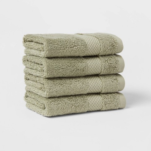 4pk Quick Dry Ribbed Hand/Wash Towel Set Gold - Threshold™