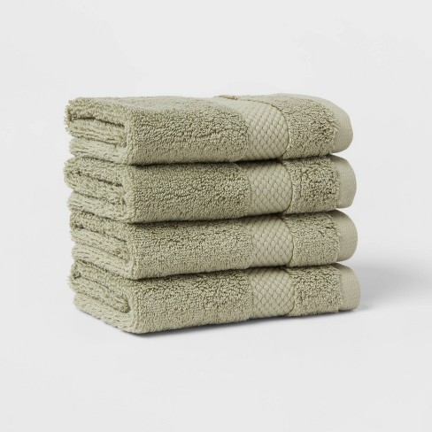 Threshold Quick Dry Ribbed Bath/Hand Towel Set in Gold [Pack of 4]