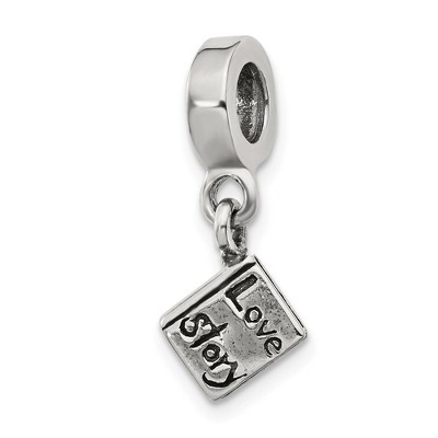 Black Bow Jewelry Sterling Silver Love Story Book Dangle Bead Charm