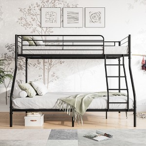 CLIHOME Heavy Duty Twin-Over-Full Metal Bunk Bed, Easy Assembly with Enhanced Upper-Level Guardrail - 1 of 4