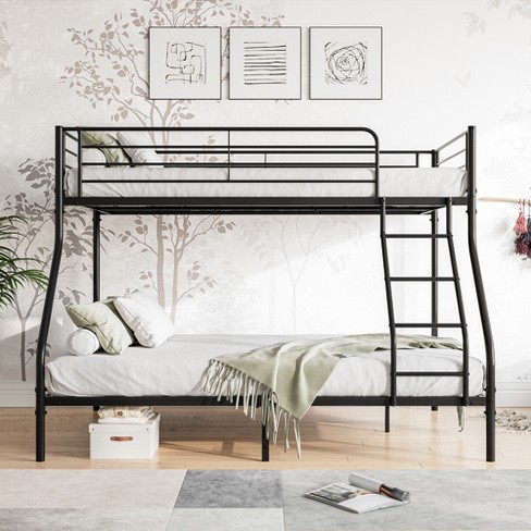 Black metal bunk bed twin sales over full