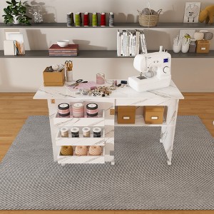 Bella Depot 45.67'' 4-in-1 Folding Storage Craft Table Kitchen Island with Lockable Wheels - 1 of 4