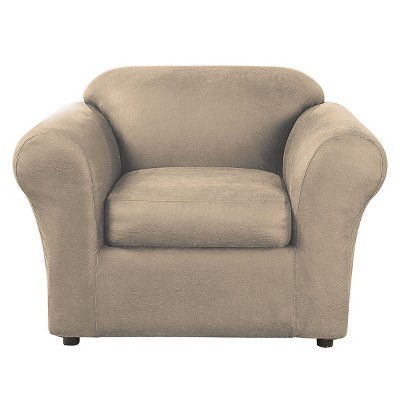 2pc Ultimate Stretch Leather Chair Slipcovers Tan - Sure Fit