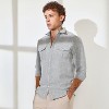 Campus Sutra Men Men's Ash Grey & Ivory White Basket-Weave Shirt - 2 of 4