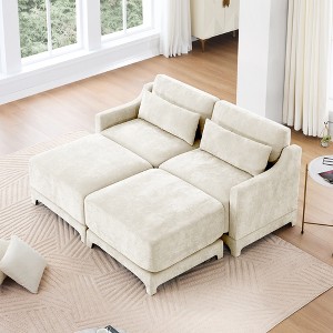 Christopher Knight Home Rex 73" Chenille Upholstered 2 Seat Sectional Sofa with Two Ottomans - 1 of 4