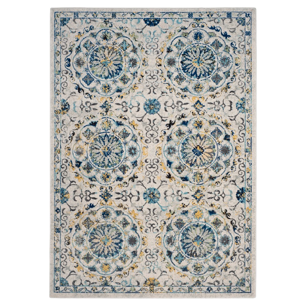 6'7inx9' Evoke Medallion Area Rug Ivory/Blue - Safavieh