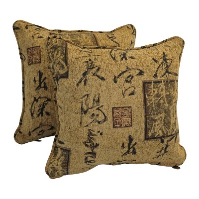 18-inch Double-Corded Patterned Jacquard Chenille Square Throw Pillows (Set of 2)