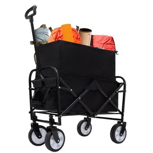 RISOKEYS Foldable Beach Wagon Cart-Lightweight & Collapsible Design with All-Terrain Wheels Load Bearing 225lbs for Camping,Outdoor - 1 of 4