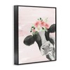 Stupell Industries Dairy Farm Cow Watercolor Portrait Pink Floral Crown Black Framed Giclee Art - 3 of 4