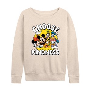 Women's - Disney - Choose Kindness Lightweight French Terry Wide Neck Long Sleeve Shirt - 1 of 4