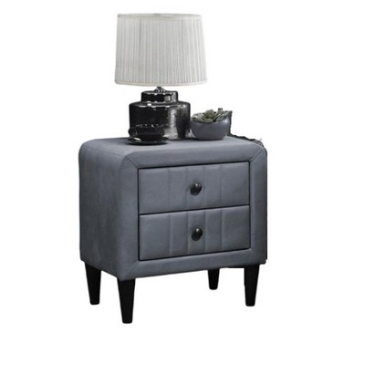 NicBex Velvet Nightstand with 2 Drawers,Modern Small Side Table for Small Space Bedside Table with Wood Legs for Bedroom,Living Room
