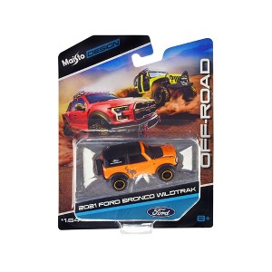 2021 Ford Bronco Wildtrak Orange Metallic with Black Top "Off-Road" "Maisto Design" Series 1/64 Diecast Model Car by Maisto - 1 of 3