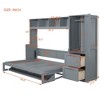 NicBex Queen Size Murphy Bed Wooden Frame Murphy Bed Cabinet Wall Bed with Closet, 2 Drawers and Shelves for Bedroom - 2 of 4