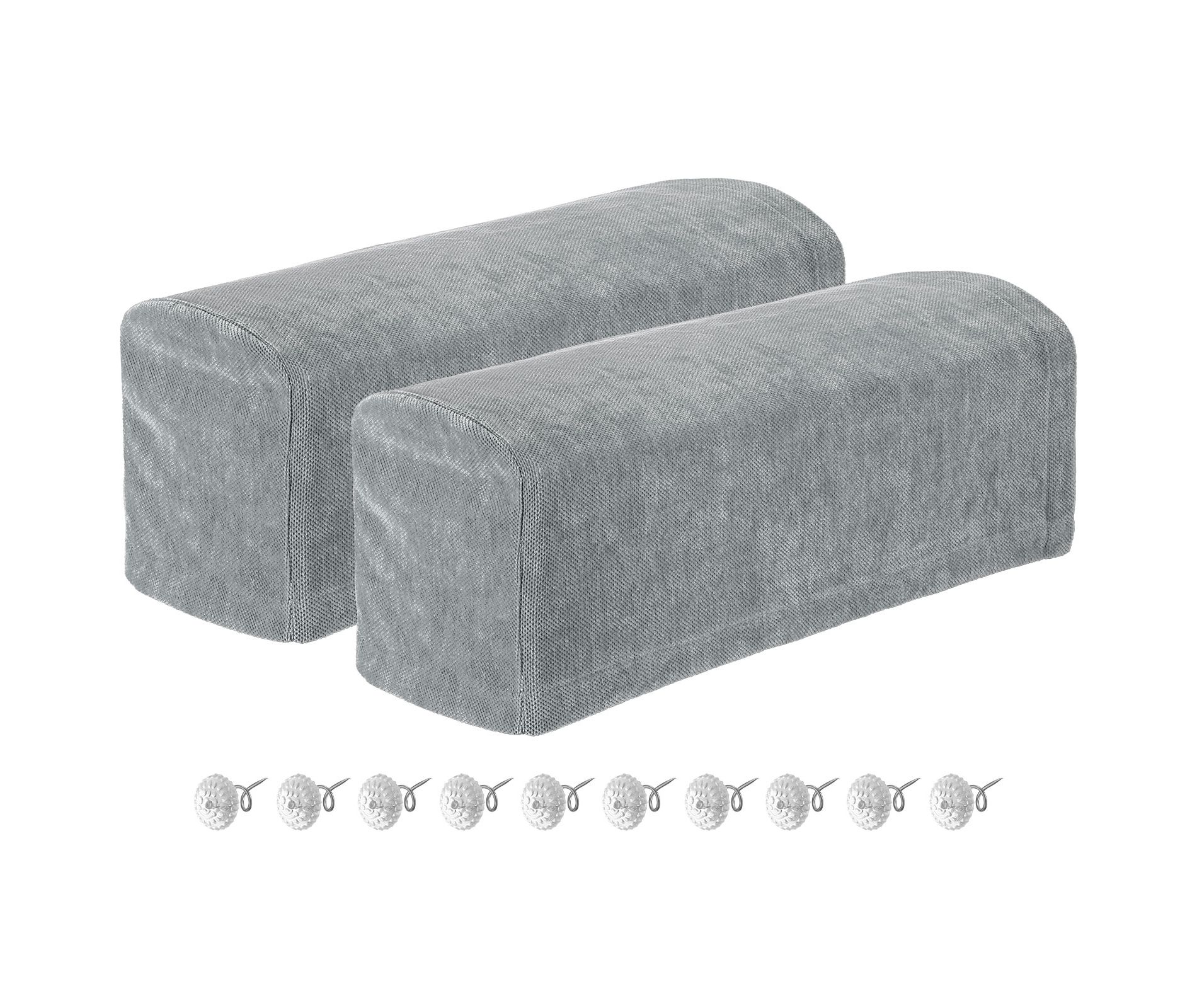 Unique Bargains Chenille Non Slip Scratch Resistant Soft Armchair Slipcovers with Twist Pins Grey 2 Pcs