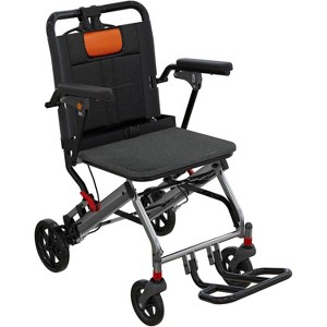 Folding Transport Wheelchair Portable Transport Chair 220 LBS with All-Terrain Wheel - 1 of 4