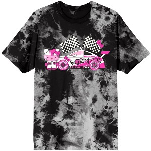 Hello Kitty Anime Cartoon Racing Day Juniors Black Cloud Real Wash Graphic Tee - 1 of 1