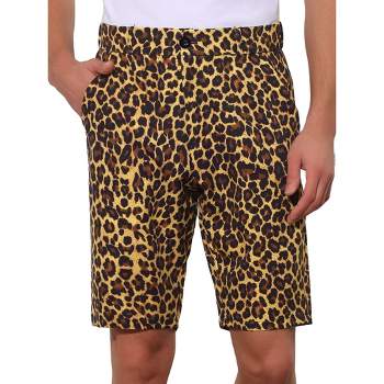 Lars Amadeus Men's Summer Regular Fit Flat Front Animal Patterned Shorts