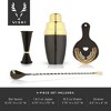 Viski Essential Barware Set, Includes Cobbler Shaker, Hawthorne Strainer, and Bar Spoon, Two Tone Gold and Gunmetal, Stainless Steel, Set of 4, Black - 3 of 4