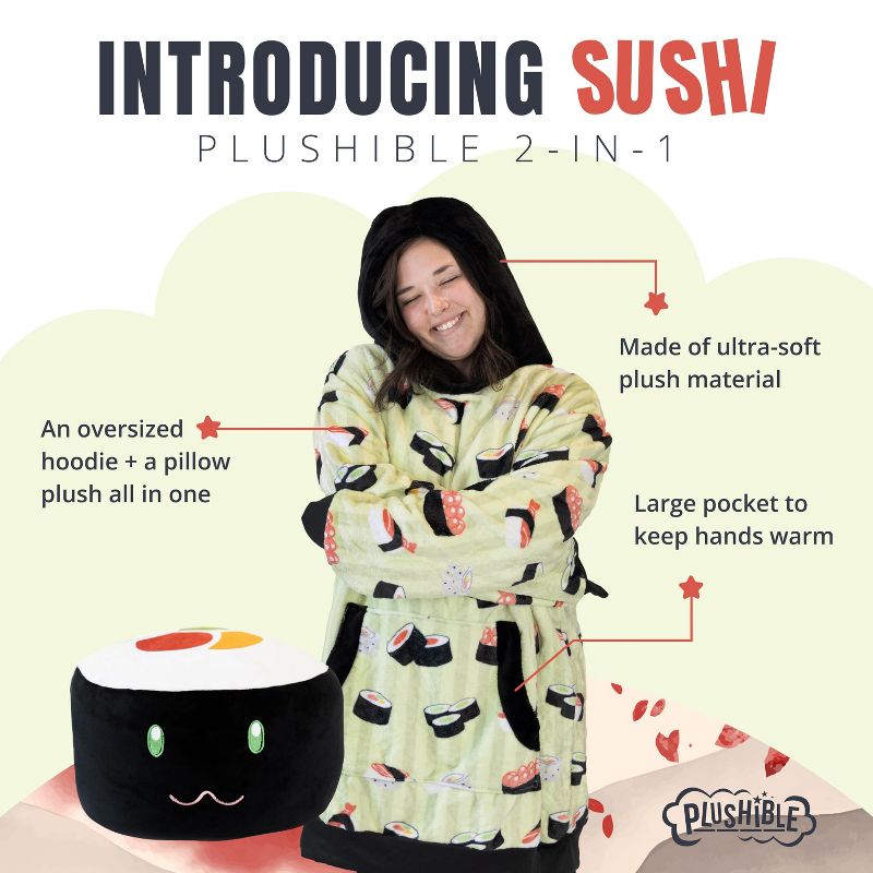 Sushi Snugible Blanket Hoodie & Pillow, 3 of 9