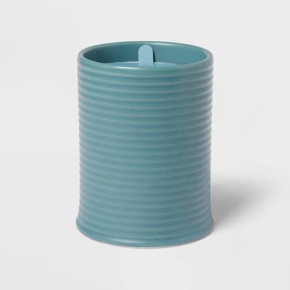 14oz Ceramic Ribbed Jar Candle Jade Waters - Threshold™