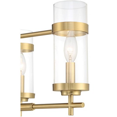 Soft Gold Linear Island Pendant with Clear Glass Shades