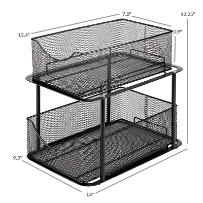 Sorbus 2 Tier Baskets with Mesh Sliding Drawers - Ideal Cabinet, Pantry, Under the Sink, etc - Great for Bathroom, Kitchen, Office, etc. — фото 3
