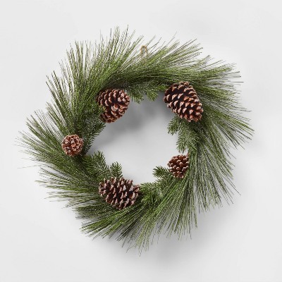 22in Unlit Iced Long Needle and Pinecone Artificial Wreath - Wondershop™