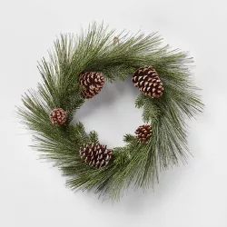 22in Unlit Iced Long Needle and Pinecone Artificial Christmas Wreath - Wondershop™