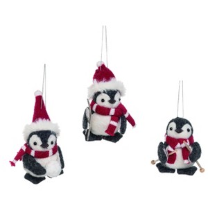 Transpac Felt Playful Penguin Ornament Set of 3 Christmas Home Decorations - 1 of 1