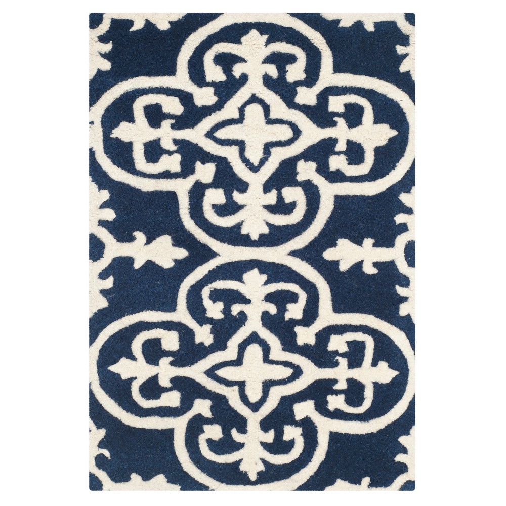 2'x3' Medallion Tufted Accent Rug Dark Blue/Ivory - Safavieh