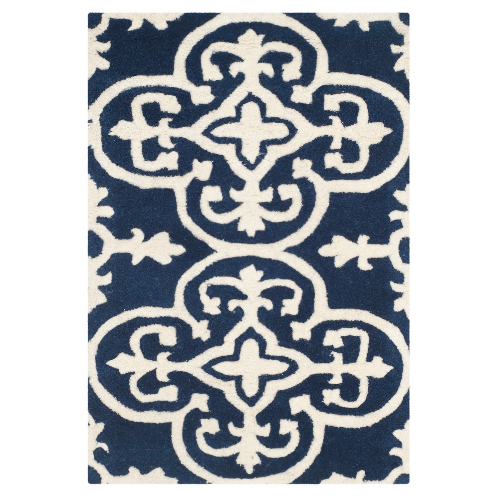 3'x5' Medallion Tufted Accent Rug Dark Blue/Ivory - Safavieh