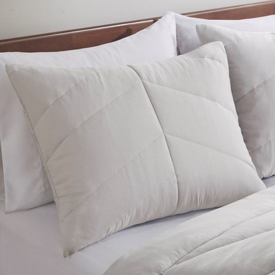 Gray Twin Microfiber Reversible Chevron Comforter Set
