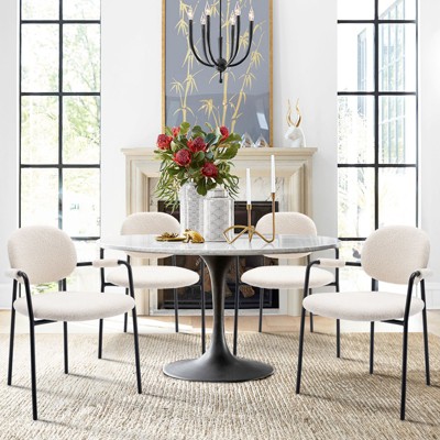 Dining Chairs Set Of 4, Set Of 4 Boucle Dining Chairs, Small Comfy ...