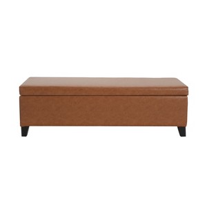 Christopher Knight Home York Contemporary Birch Wood Upholstered Storage Ottoman - 1 of 4