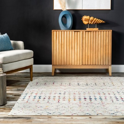 Elevated Trellis 4' Square Light Multi Synthetic Accent Rug