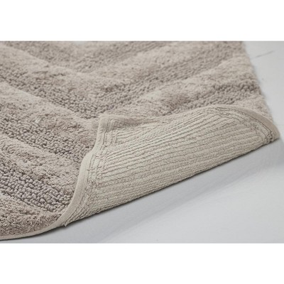 Beige Cotton Tufted Anti-Skid Bathroom Rug 21" x 34"