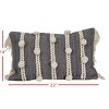 Gray Striped Hand Woven 14x22" Cotton Decorative Throw Pillow with Hand Tied Fringe and Pom Poms - Foreside Home & Garden - 4 of 4