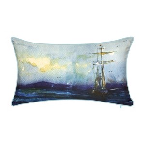 Embroidered Rectangular Indoor/Outdoor Throw Pillow - Edie@Home - 1 of 4