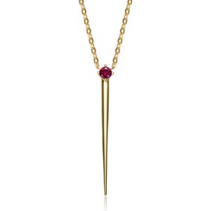 Guili 14K Gold-Plated Sterling Silver Y-Necklace with CZ Spike Pendant in Green, Blue, Gold, or Red—Elegant, Vibrant, and Stylish. - 1 of 3