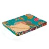 50" X 70" Peach And Gray Floral Cotton Quilted Kantha Throw Blanket with Embroidery - 3 of 4