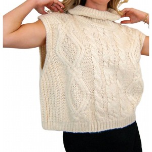 Women's Sleeveless Cable Knit Sweater - Cloud Ten - 1 of 3
