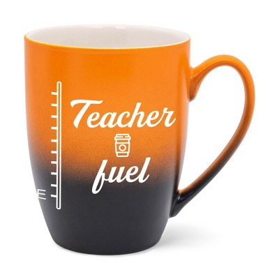 Elanze Designs Teacher Fuel Two Toned Ombre Matte Orange and Black 12 ounce Ceramic Stoneware Coffee Cup Mug