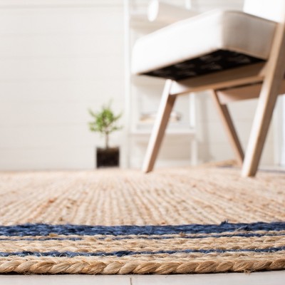 Handmade Navy and Natural Jute Rectangular Area Rug, 4' x 6'