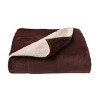 Poly Fleece Faux Shearling - Oversized Plush Woven Polyester Fleece Solid Color Throw - Breathable by Hastings Home (Mahogany and Dove) - 3 of 4