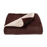 Poly Fleece Faux Shearling - Oversized Plush Woven Polyester Fleece Solid Color Throw - Breathable by Hastings Home (Mahogany and Dove)