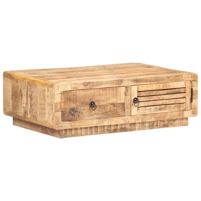 vidaXL Rectangular Coffee Table - Sleek Farmhouse-Style Centerpiece for Living Room - Handmade from Durable Rough Mango Wood, Brown