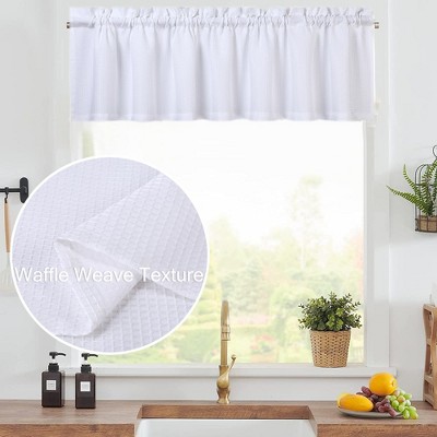 Waffle Weave Rod Pocket Short Kitchen Curtain