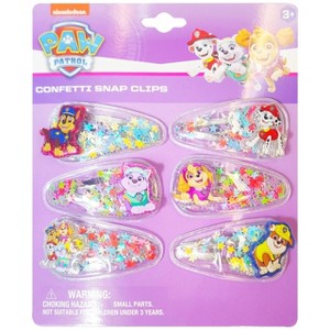 Paw Patrol 6pcs Confetti Snap Hair Clips Set with Charms - Paw Patrol Toddler Hair Accessories Ages 3+ - 1 of 4