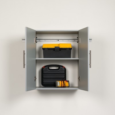 Light Gray Wall-Mounted Office Cabinet with Adjustable Shelving